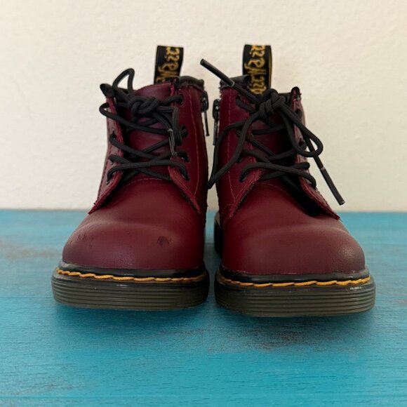 Dr. Martens Red Leather Toddler Lace-Up Boots With Side Zippers Size 6T - Picture 2 of 9